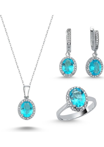 Mavi Taşlı Gül Takım Küçük - Standart - 18 Numara - BLAT0021-5284