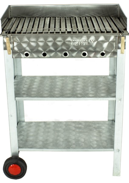 Battal Boy Pervazlı Lama Izgaralı Mangal 2 Tekerlekli 70 x 40