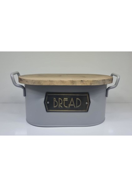 Galvaniz 17 x 20 cm Kapaklı Ekmek Saklama Kabı Gri