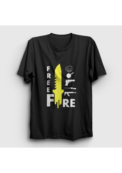 Unisex Siyah Knife Free Fire T-Shirt