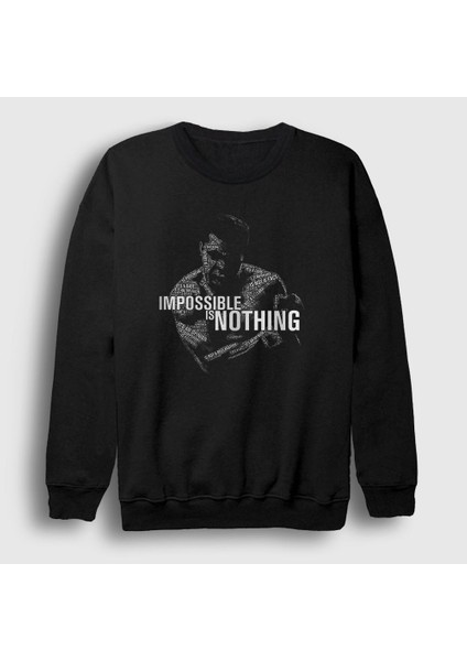 Unisex Siyah Impossible Muhammed Ali Sweatshirt