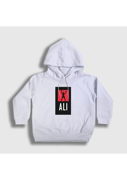 Unisex Çocuk Beyaz Victory Muhammed Ali Kapüşonlu Sweatshirt