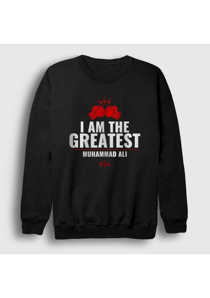 Unisex Siyah Greatest Muhammed Ali Sweatshirt