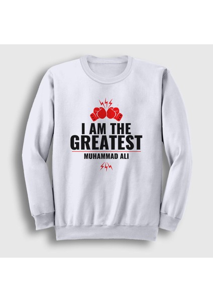 Unisex Beyaz Greatest Muhammed Ali Sweatshirt