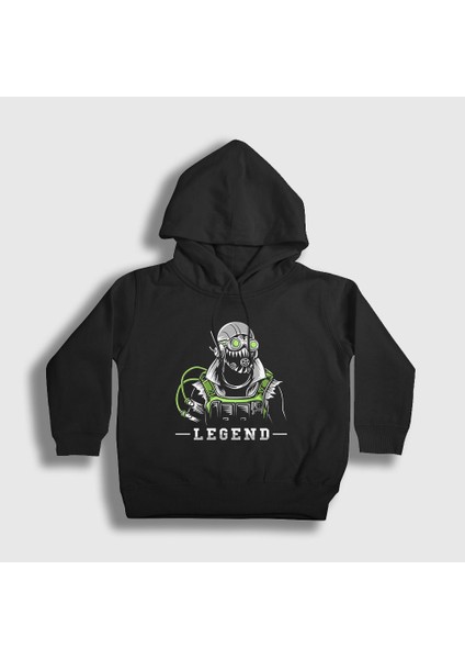 Unisex Çocuk Siyah Octane Apex Legends Kapüşonlu Sweatshirt