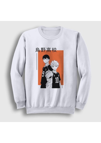Unisex Beyaz Kagehina Voleybol Anime Haikyu Sweatshirt