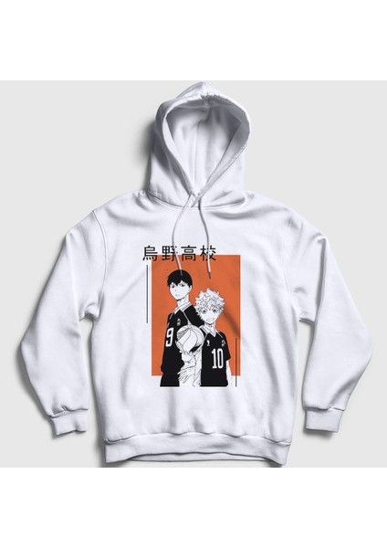 Unisex Beyaz Kagehina Voleybol Anime Haikyu Kapüşonlu Sweatshirt