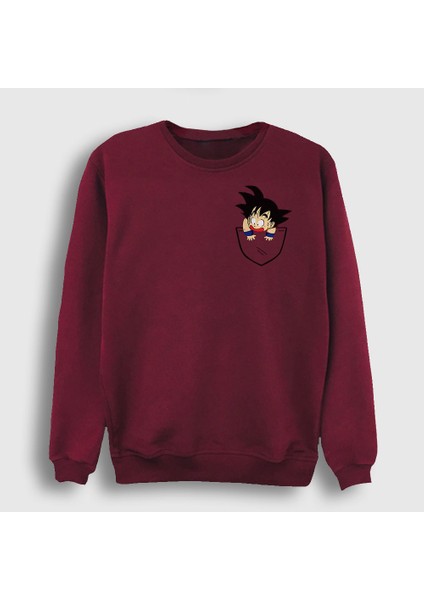 Unisex Bordo Pocket Goku Anime Dragon Ball Sweatshirt