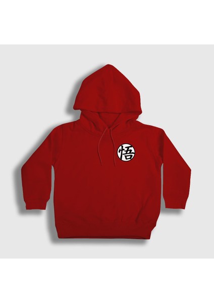 Unisex Çocuk Kırmızı Kanji Go Anime Dragon Ball Kapüşonlu Sweatshirt