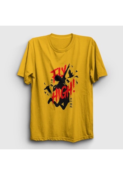 Unisex Sarı Fly High Voleybol Anime Haikyu T-Shirt