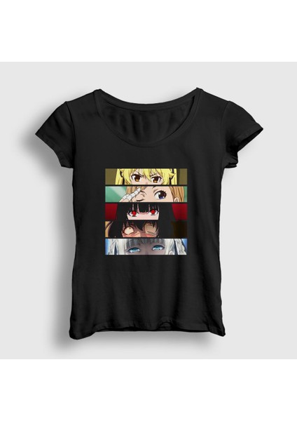Kadın Siyah Girls Anime Kakegurui T-Shirt