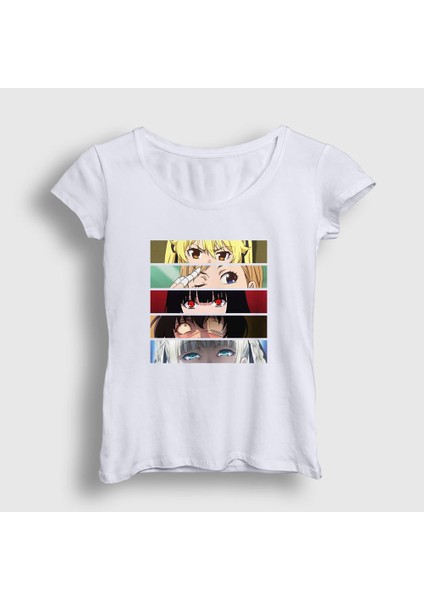 Kadın Beyaz Girls Anime Kakegurui T-Shirt