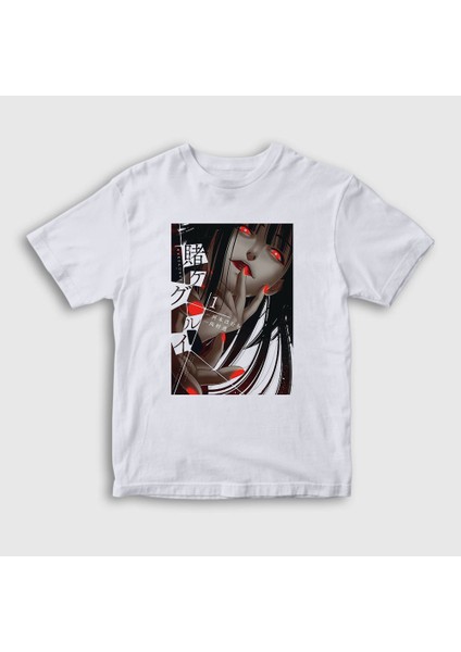 Unisex Çocuk Beyaz Yumeko Anime Kakegurui T-Shirt