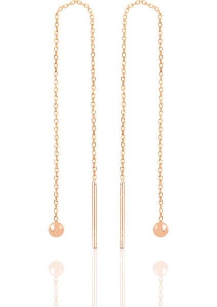 Gümüş Rose Toplu Gümüş Zincir Küpe