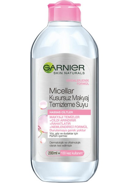 Micellar Kusursuz Makyaj Temizleme Suyu - Hassas Ciltler - 200 ml - Seyahat Boyu
