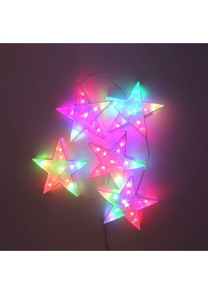Rgb Yıldız Sarkıt 5'li Set Ledli Aydınlatma 2m Animasyonlu