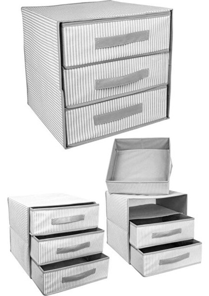 3 Gözlü 3 Katlı Çekmece Içi Dolap Takı Çorap Eşarp Düzenleyici Organizer modelleri