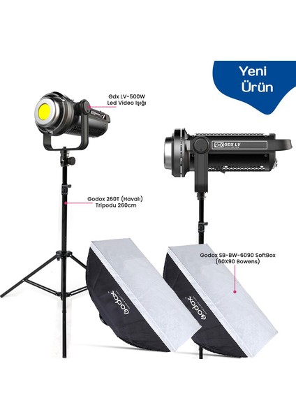 LV-500W 2’li LED Video Işığı