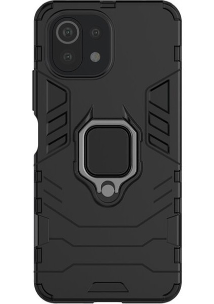 Xiaomi Mi 11 Lite - Mi 11 Youth Batman Serisi Yüzük Standlı Armor Kılıf - Siyah
