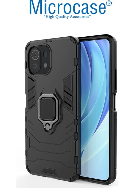 Xiaomi Mi 11 Lite - Mi 11 Youth Batman Serisi Yüzük Standlı Armor Kılıf - Siyah