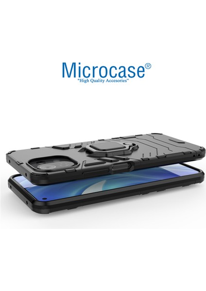 Xiaomi Mi 11 Lite - Mi 11 Youth Batman Serisi Yüzük Standlı Armor Kılıf - Siyah