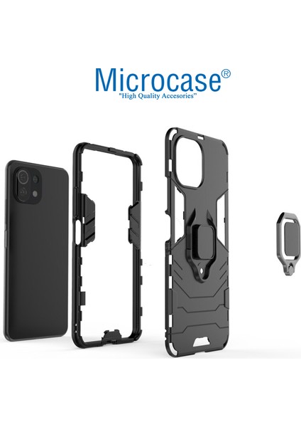 Xiaomi Mi 11 Lite - Mi 11 Youth Batman Serisi Yüzük Standlı Armor Kılıf - Siyah