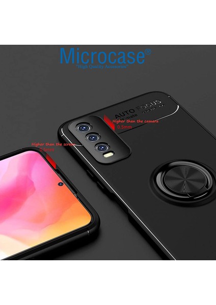 Vivo Y20 - Y20S Focus Serisi Yüzük Standlı Silikon Kılıf - Siyah indirimleri