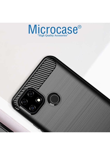 Realme C21 Brushed Carbon Fiber Silikon Kılıf - Siyah fiyatları