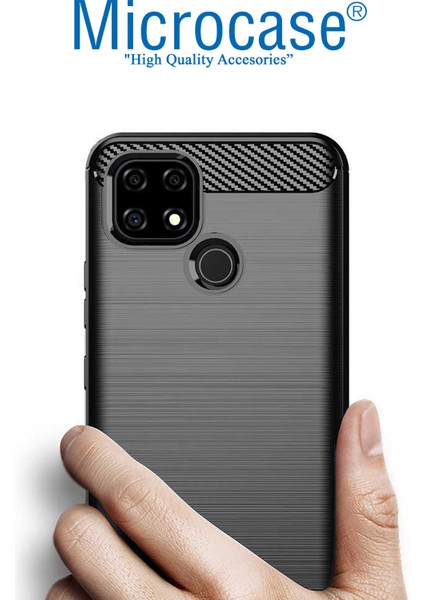 Realme C21 Brushed Carbon Fiber Silikon Kılıf - Siyah fırsatları