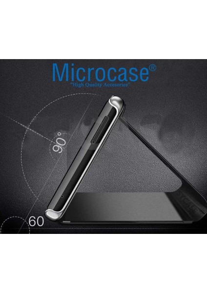 Oppo Reno 5 5g Aynalı Kapak Clear View Flip Cover Mirror Kılıf - Siyah modelleri