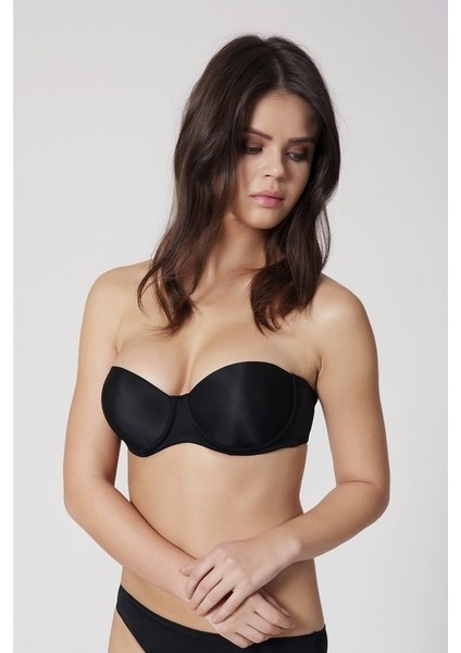 Kadın Siyah Straplez Dolgulu Cup Sütyen 2850B