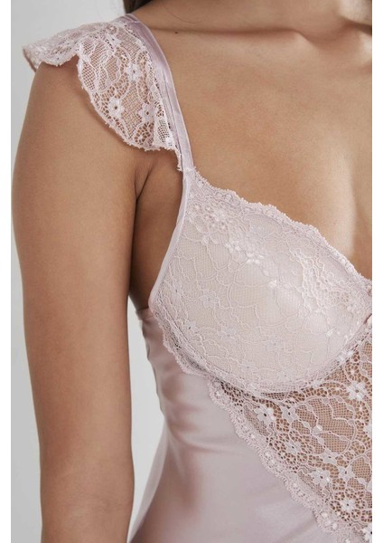 635 Pudra Saten Gecelik modelleri