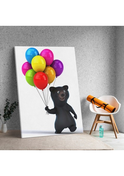 Neşeli Ayı Balon Satıyor Kanvas Tablo