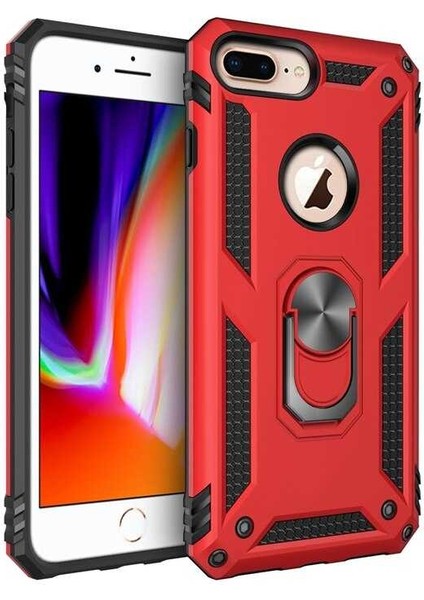Apple iPhone 8 Plus Kılıf Yüzüklü Zırh Tank Vega