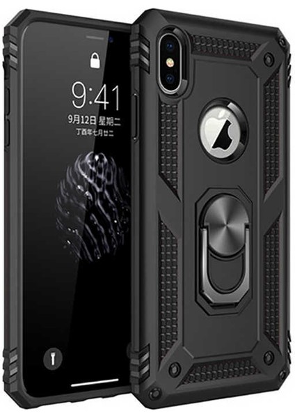 Apple iPhone x Kılıf Yüzüklü Zırh Tank Vega