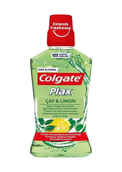 Ağız Bakım Suyu Çay ve Limon Plağa Karşı Alkolsüz 500 ml x 2 Adet