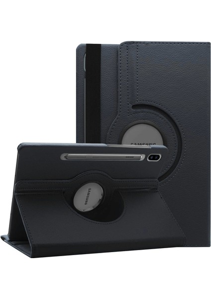 Samsung Galaxy Tab S7 Fe Lte T737 Kılıf 360 Rotating Stand Deri Siyah