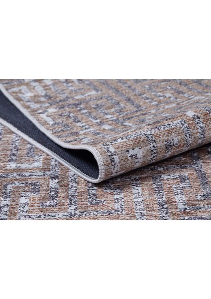 Modern Bronz ve Gri Renk Yıkanabilir Halı HLN1226 fırsatları