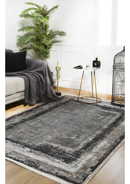 Modern Gri Antrasit Renk Yıkanabilir Halı HLN1158