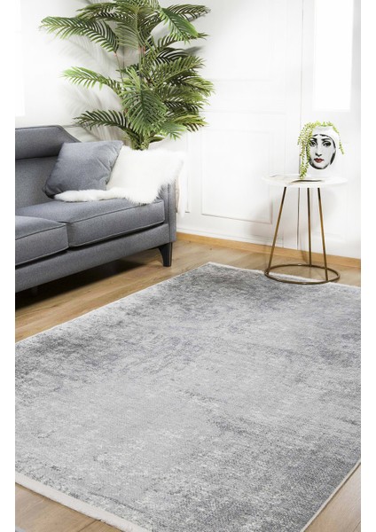 Soft-Düz Gri Renk Yıkanabilir Halı HLN934