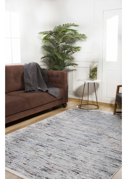 Bejzemin Üzerine Bronz Renk Desen Düz Yıkanabilir Halı HLN465