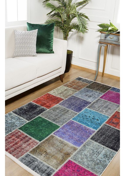 Usso Patchwork Renkli Yıkanabilir Halı HLN110