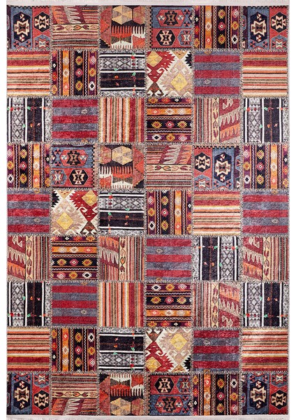 Usso Patchwork Renkli Yıkanabilir Halı HLN108 modelleri