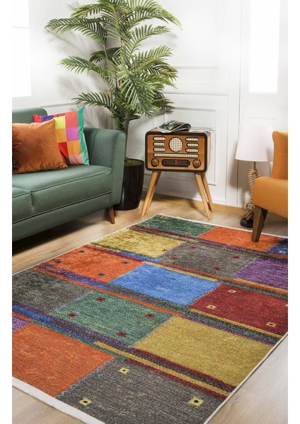 Usso Patchwork Renkli Yıkanabilir Halı HLN095
