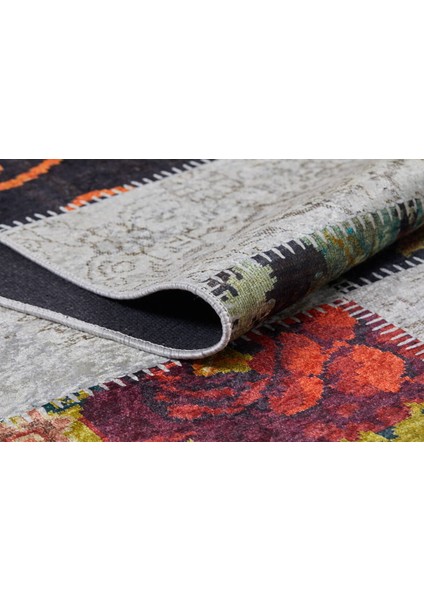 Patchwork Beyaz Zeminli Renkli Yıkanabilir Halı HLN188 fırsatları