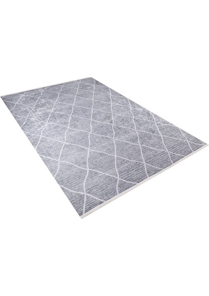 Modern Baklava Dilimli Gri Renk Yıkanabilir Halı HLN922 modelleri