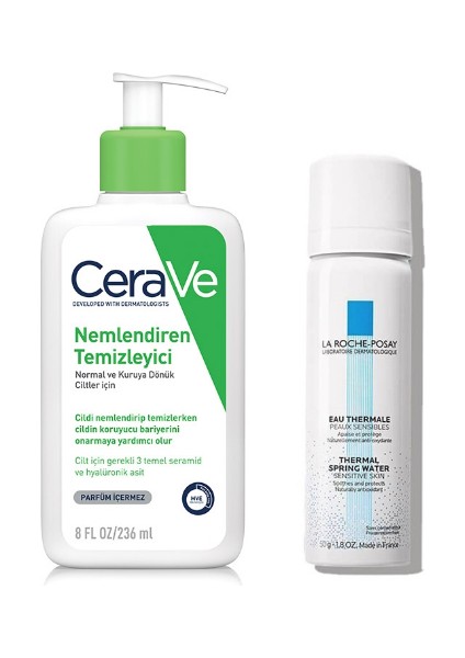 Nemlendiren Temizleyici Seramid&hyalüronik Asit Kuru & Normal Ciltler 236 ml + La Roche-Posay Nemlendirici Temal Su 50 ml