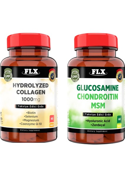 Magnezyum Magnesium Elementleri Complex 400 Mg 60 Tablet & Glukosamine Chondroitin Msm Vitamin D Collagen 60 Tablet