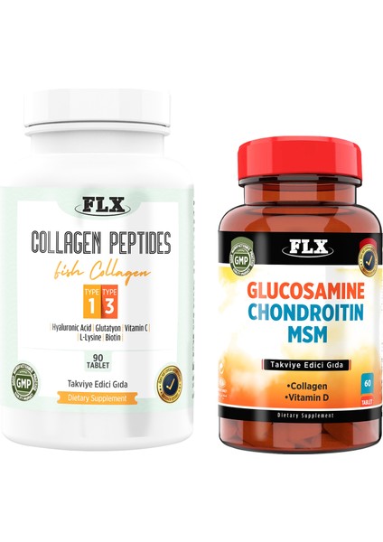 Balık Kollajeni Tip 1-3 Collagen 90 Tablet & Glucosamine Chondroitin Msm Collagen Vitamin D 60 Tablet