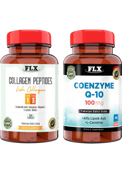 Koenzim Alfa Lipoik Asit Lkarnitin Coenzyme Q10 60 Tablet & Balık Kollajeni Tip 1-3 Collagen 60 Tablet